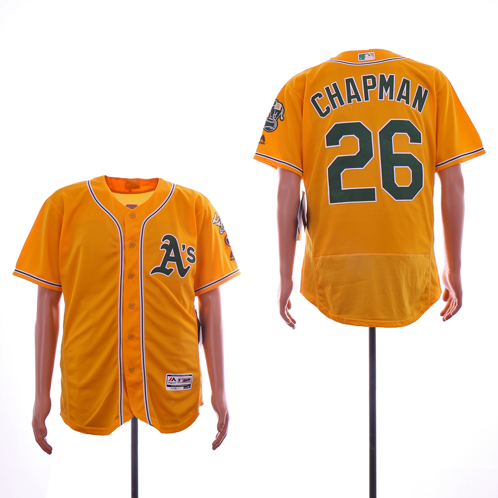 Men Oakland Athletics 26 Chapman Yellow Elite MLB Jerseys